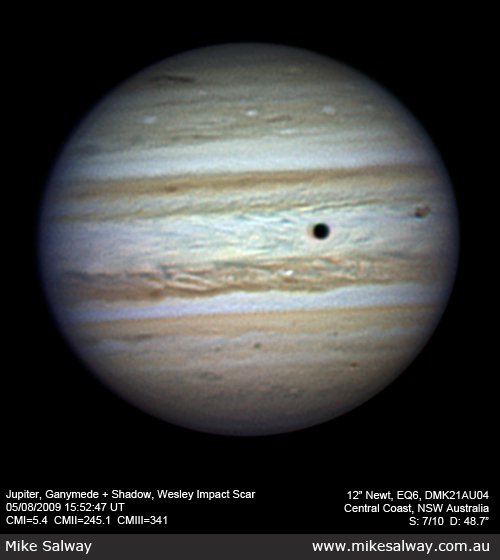 2009 Jupiter Impact Scar and Ganymede