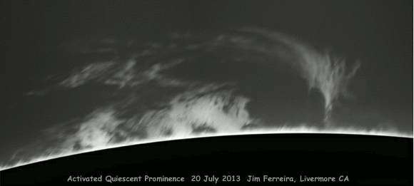 Activated Quiescent Prominence, July 20th, 2013